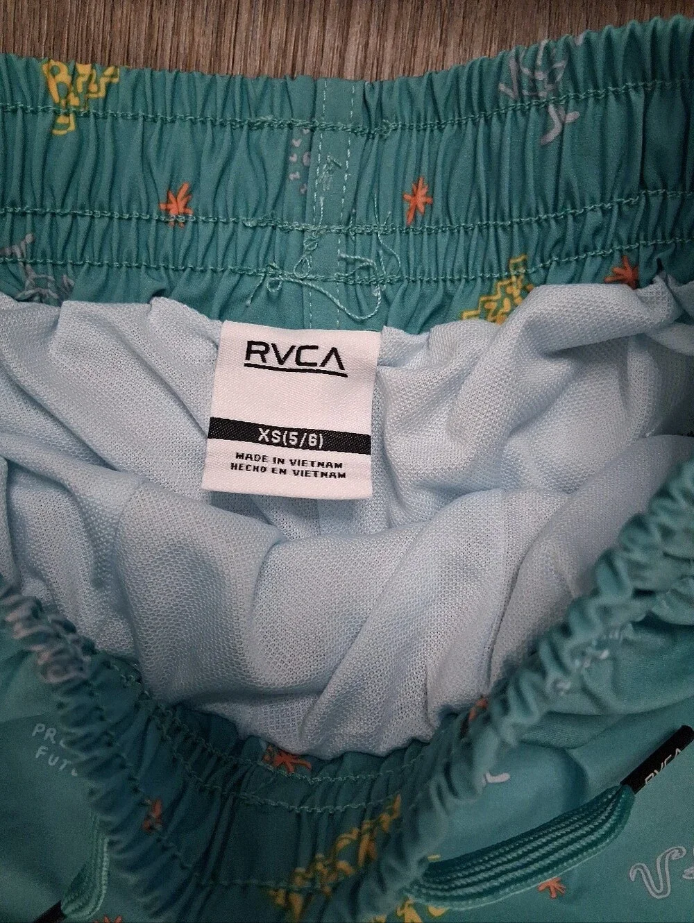 RVCA Boys XS 5/6 Swim Trunks 2-PackYellow Tropic & Blue RVCA Print